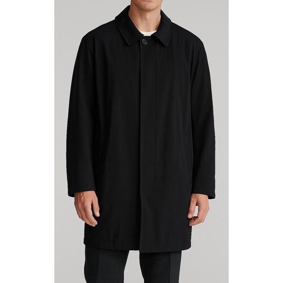 Ralph Lauren L Lined Overcoat Rain Coat Water Resistant Black Quality - Picture 1 of 8